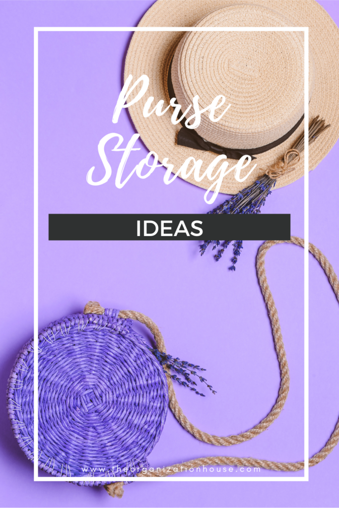 Purse Storage Ideas - Purple purse, lavender, and a straw hat